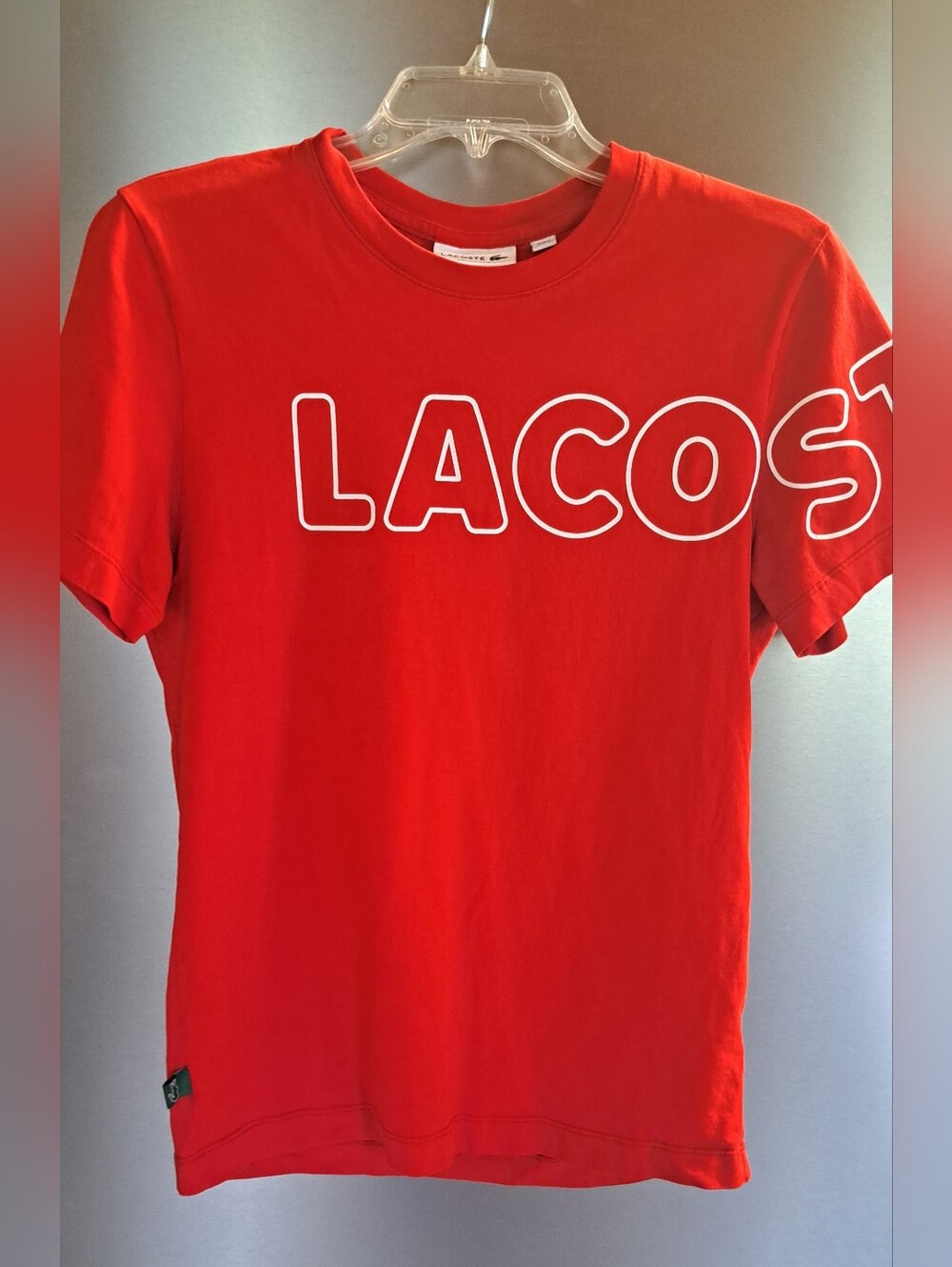Lacoste Heritage Branded Lrg Logo Crew Neck T-Shirt Top Red Reg Fit  Preppy S - Picture 6 of 8